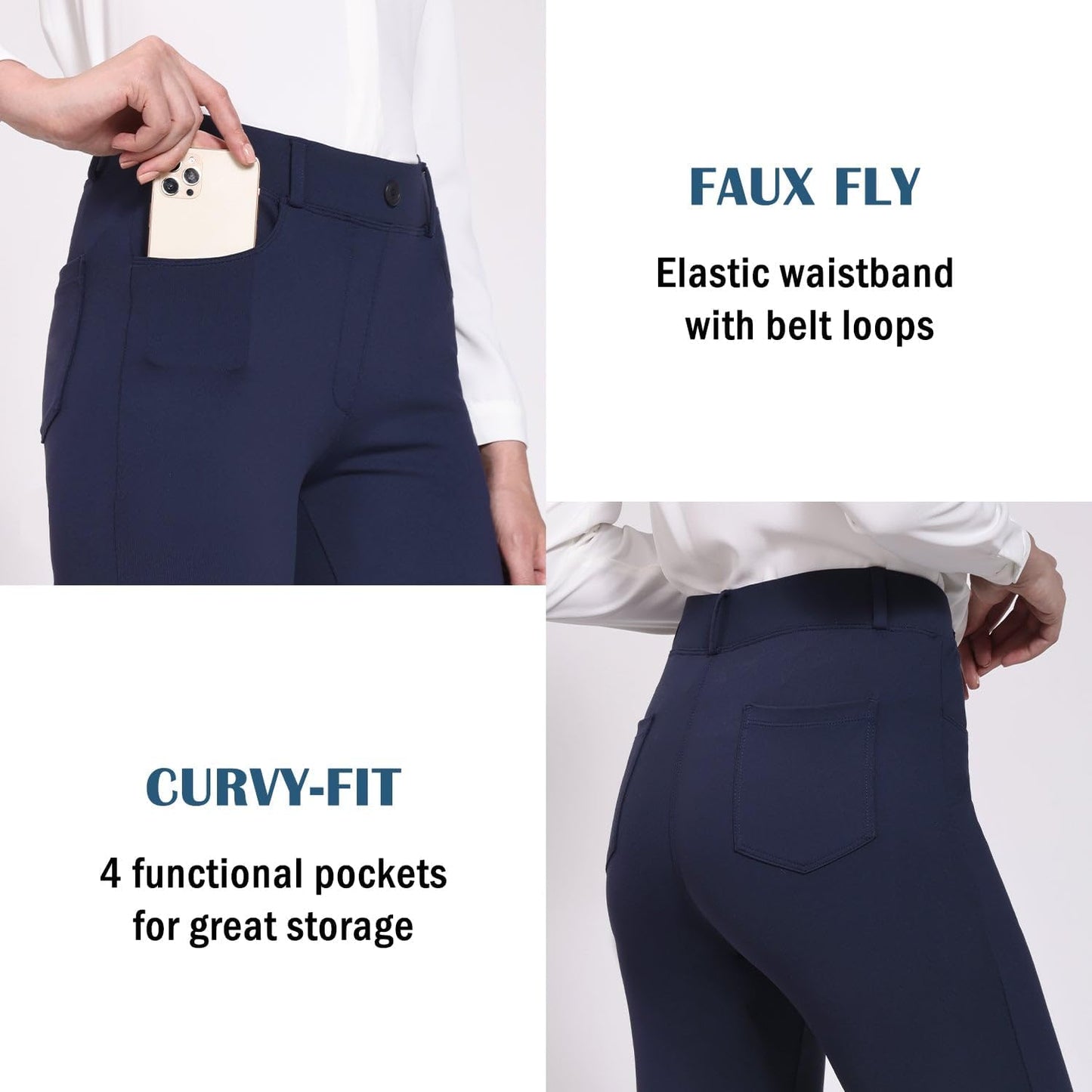 BALEAF - Pantalones de vestir de yoga para mujer, de 29 pulgadas/31 pulgadas, elásticos, pantalones de trabajo, informales, para negocios, pierna recta, corte de bota, con bolsillos