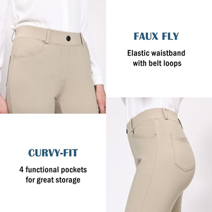 BALEAF - Pantalones de vestir de yoga para mujer, de 29 pulgadas/31 pulgadas, elásticos, pantalones de trabajo, informales, para negocios, pierna recta, corte de bota, con bolsillos
