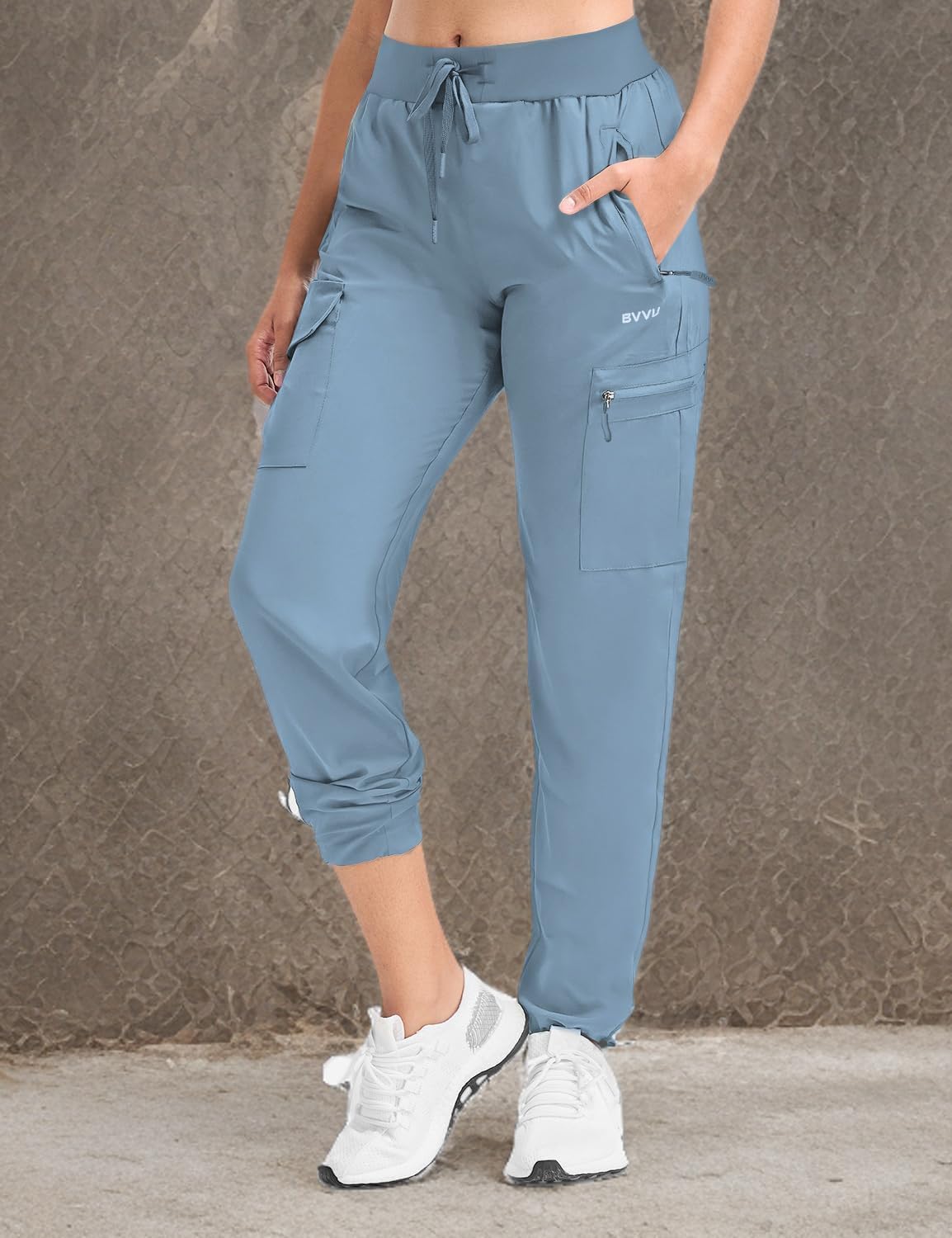 BVVU - Pantalones deportivos deportivos ligeros de secado rápido para mujer, pantalones de senderismo al aire última intervensión, impermeables, con bolsillos con cierre