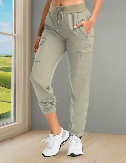 BVVU - Pantalones deportivos deportivos ligeros de secado rápido para mujer, pantalones de senderismo al aire última intervensión, impermeables, con bolsillos con cierre