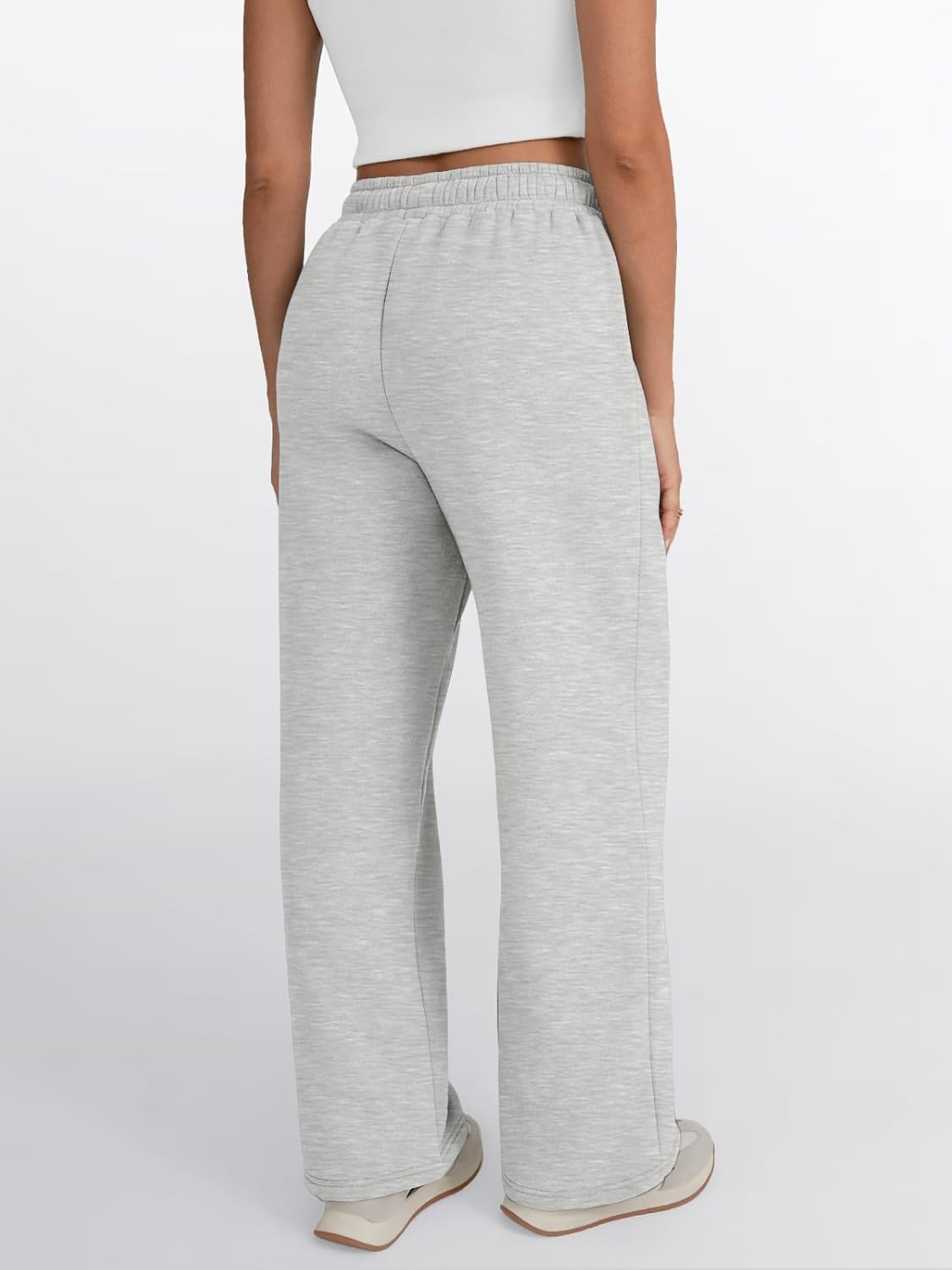 Trendy Queen - Pantalones deportivos de pierna ancha para mujer, pantalones holgados de cintura alta, con cordón, atléticos, acampanados, con bolsillos