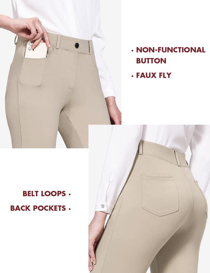 BALEAF - Pantalones de vestir de yoga para mujer, de 29 pulgadas/31 pulgadas, elásticos, pantalones de trabajo, informales, para negocios, pierna recta, corte de bota, con bolsillos
