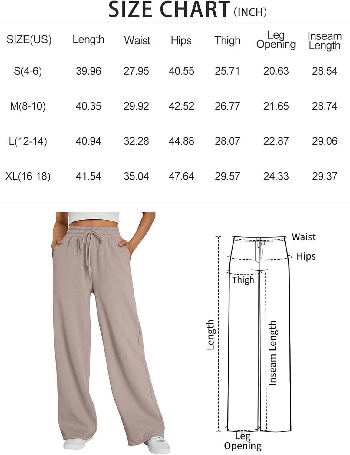 Trendy Queen - Pantalones deportivos de pierna ancha para mujer, pantalones holgados de cintura alta, con cordón, atléticos, acampanados, con bolsillos