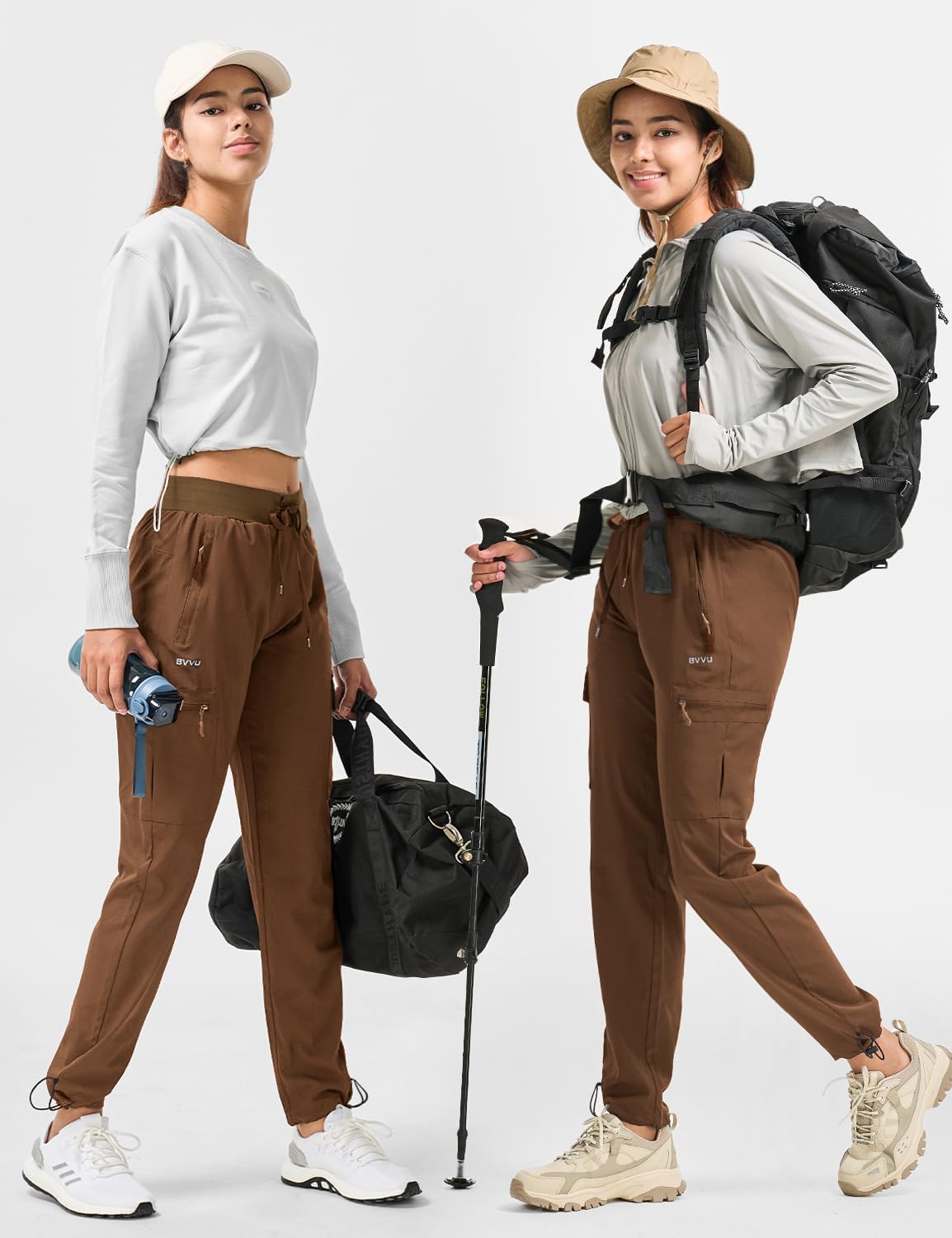 BVVU - Pantalones deportivos deportivos ligeros de secado rápido para mujer, pantalones de senderismo al aire última intervensión, impermeables, con bolsillos con cierre