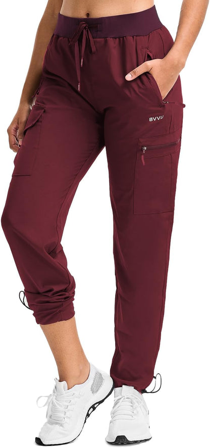BVVU - Pantalones deportivos deportivos ligeros de secado rápido para mujer, pantalones de senderismo al aire última intervensión, impermeables, con bolsillos con cierre