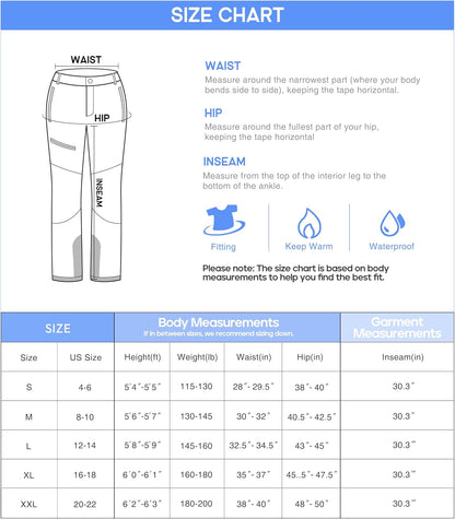 Heathyoga - Pantalones de nieve impermeables para mujer, pantalones de esquí para mujer, pantalones de snowboard y senderismo para mujer, pantalones cargo de forro polar