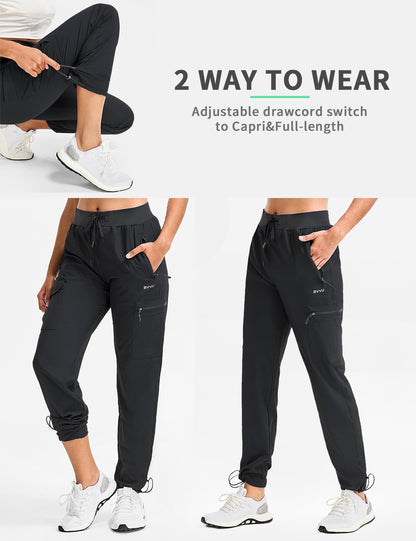 BVVU - Pantalones deportivos deportivos ligeros de secado rápido para mujer, pantalones de senderismo al aire última intervensión, impermeables, con bolsillos con cierre