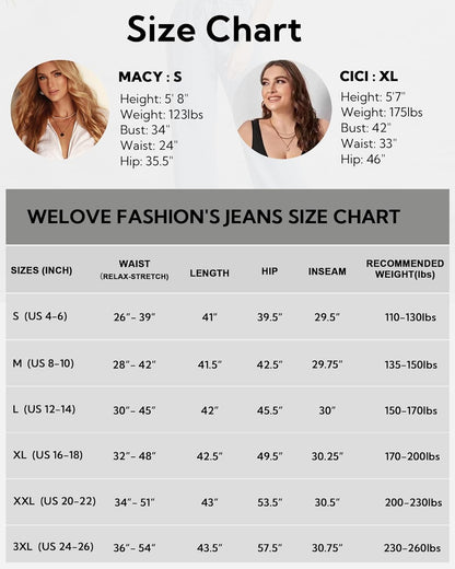 Love Welove - Jeans de Pierna Ancha para Mujer, elásticos, Cintura Alta, con cordón, Holgados, Talla Grande, 3XL