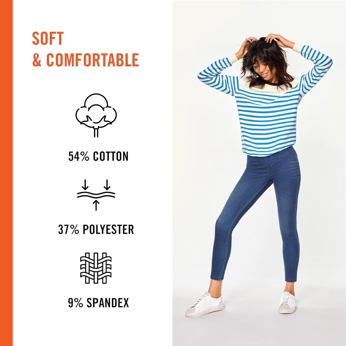 HUE - Leggings de Mezclilla Ultra Suaves de Cintura Alta para Mujer