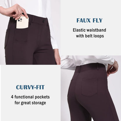 BALEAF - Pantalones de vestir de yoga para mujer, de 29 pulgadas/31 pulgadas, elásticos, pantalones de trabajo, informales, para negocios, pierna recta, corte de bota, con bolsillos