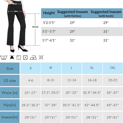 BALEAF - Pantalones de vestir de yoga para mujer, de 29 pulgadas/31 pulgadas, elásticos, pantalones de trabajo, informales, para negocios, pierna recta, corte de bota, con bolsillos