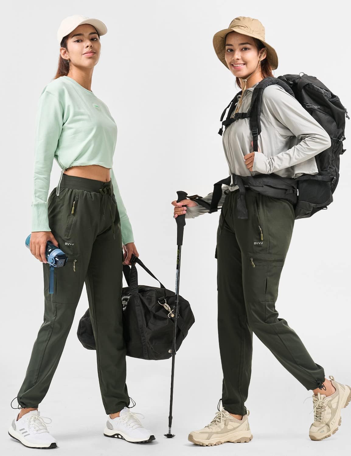 BVVU - Pantalones deportivos deportivos ligeros de secado rápido para mujer, pantalones de senderismo al aire última intervensión, impermeables, con bolsillos con cierre