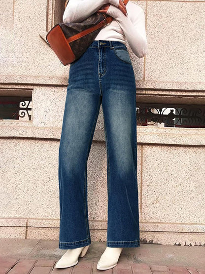 HDLTE Pantalones de Mezclilla Rasgados para Mujer, Pantalones de Mezclilla Holgados de Cintura Alta, Pantalones Rectos de Pierna Ancha, Pantalones de Calle Y2k