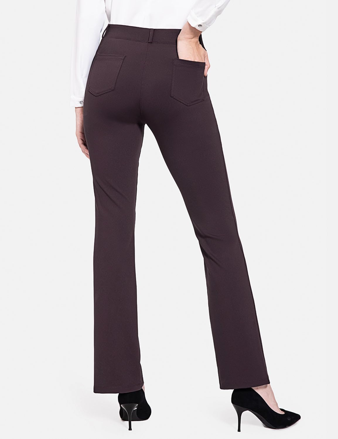 BALEAF - Pantalones de vestir de yoga para mujer, de 29 pulgadas/31 pulgadas, elásticos, pantalones de trabajo, informales, para negocios, pierna recta, corte de bota, con bolsillos
