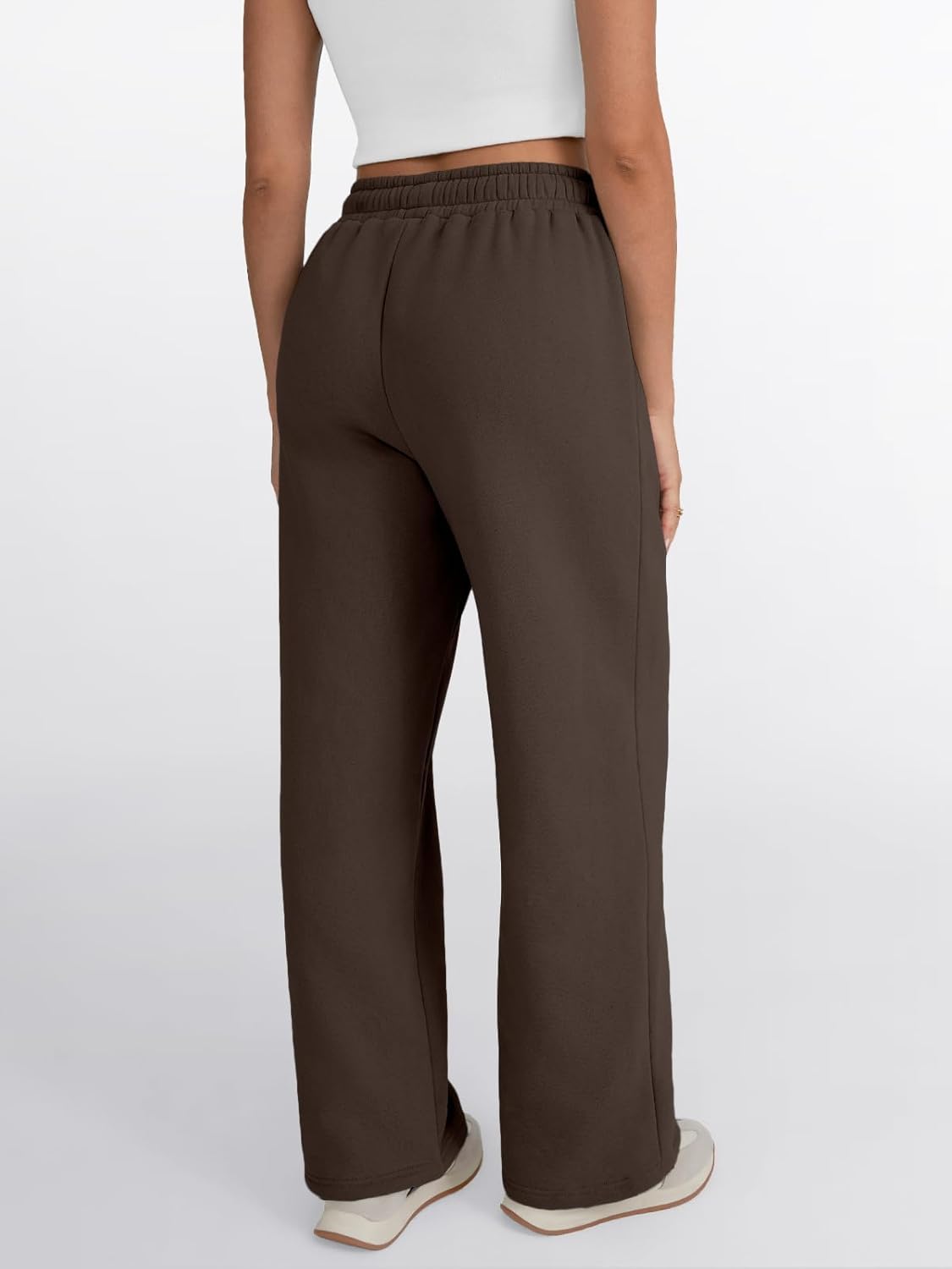 Trendy Queen - Pantalones deportivos de pierna ancha para mujer, pantalones holgados de cintura alta, con cordón, atléticos, acampanados, con bolsillos