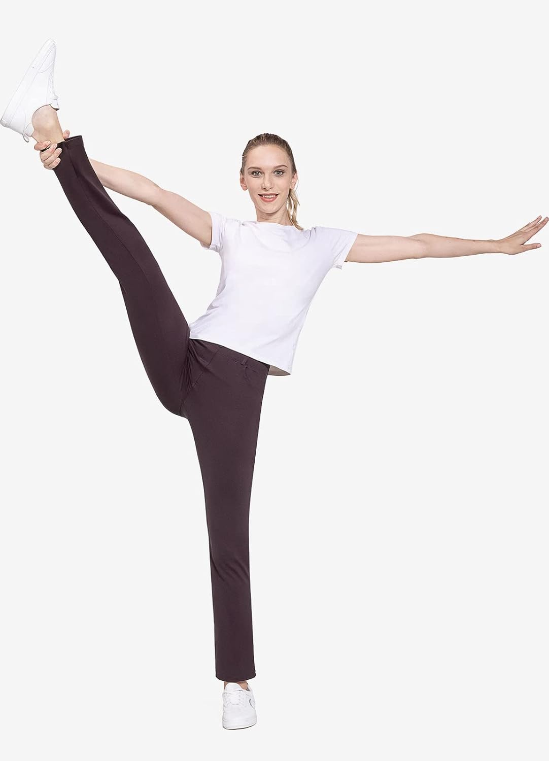BALEAF - Pantalones de vestir de yoga para mujer, de 29 pulgadas/31 pulgadas, elásticos, pantalones de trabajo, informales, para negocios, pierna recta, corte de bota, con bolsillos