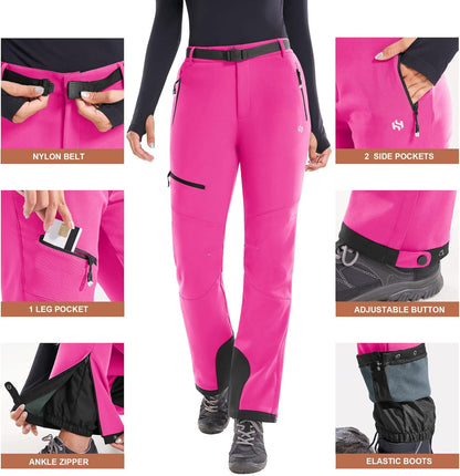 Heathyoga - Pantalones de nieve impermeables para mujer, pantalones de esquí para mujer, pantalones de snowboard y senderismo para mujer, pantalones cargo de forro polar