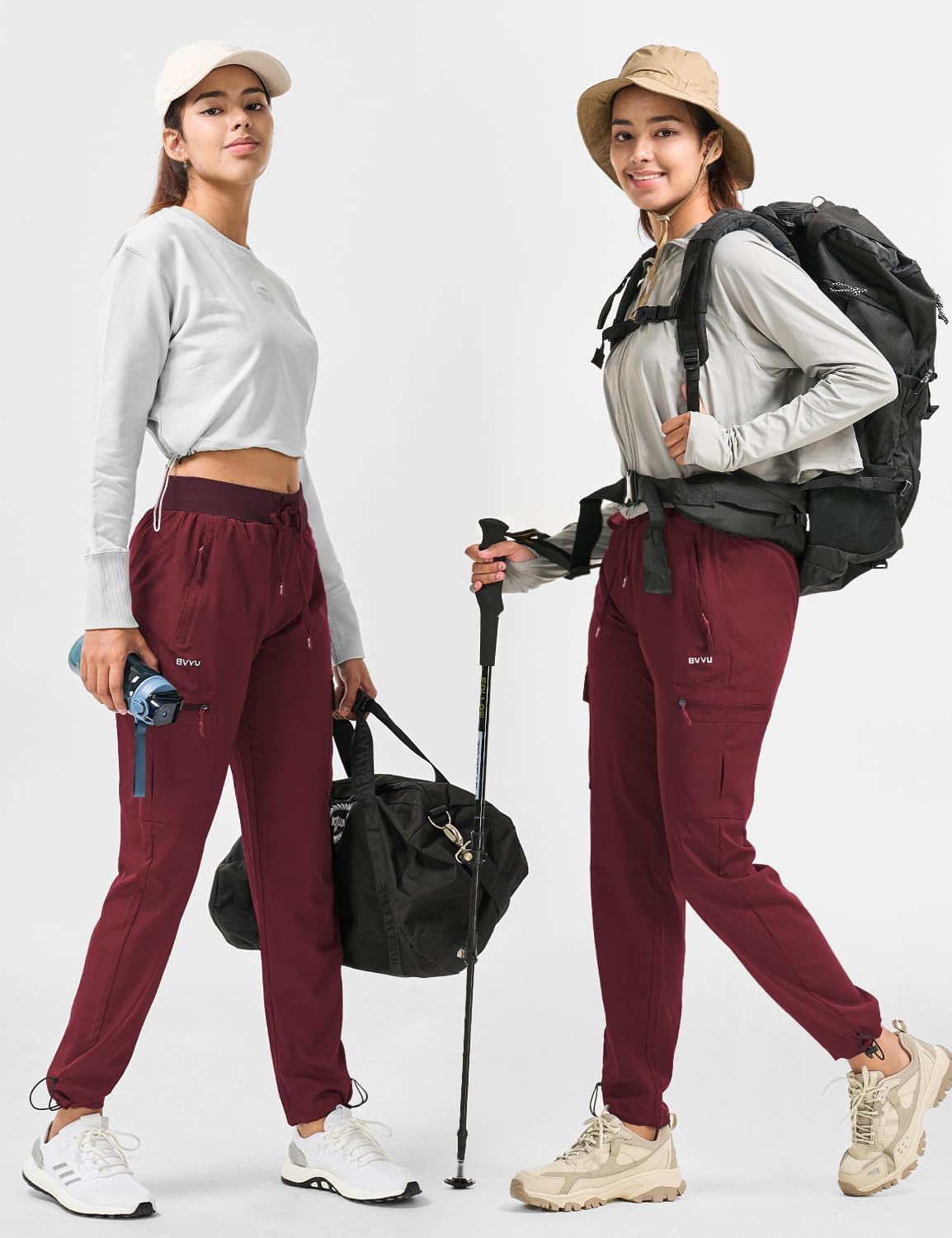 BVVU - Pantalones deportivos deportivos ligeros de secado rápido para mujer, pantalones de senderismo al aire última intervensión, impermeables, con bolsillos con cierre