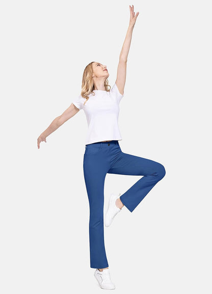 BALEAF - Pantalones de vestir de yoga para mujer, de 29 pulgadas/31 pulgadas, elásticos, pantalones de trabajo, informales, para negocios, pierna recta, corte de bota, con bolsillos