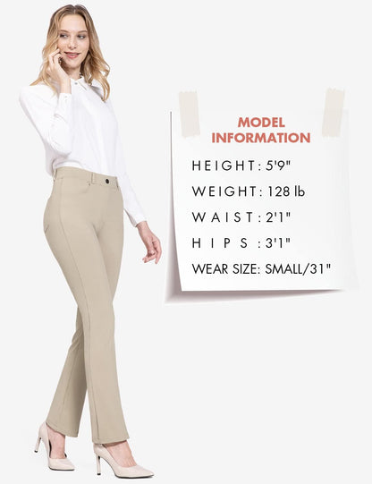 BALEAF - Pantalones de vestir de yoga para mujer, de 29 pulgadas/31 pulgadas, elásticos, pantalones de trabajo, informales, para negocios, pierna recta, corte de bota, con bolsillos