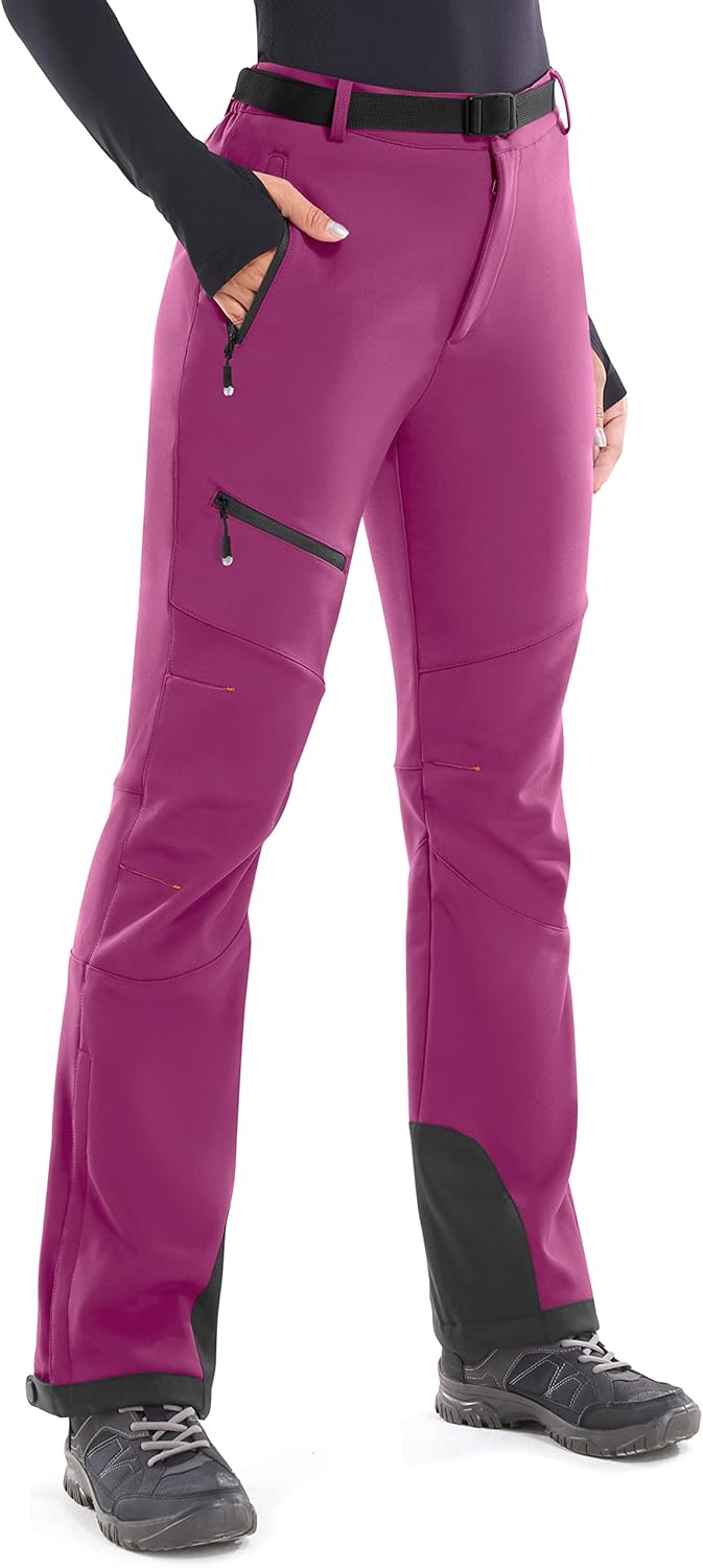 Heathyoga - Pantalones de nieve impermeables para mujer, pantalones de esquí para mujer, pantalones de snowboard y senderismo para mujer, pantalones cargo de forro polar