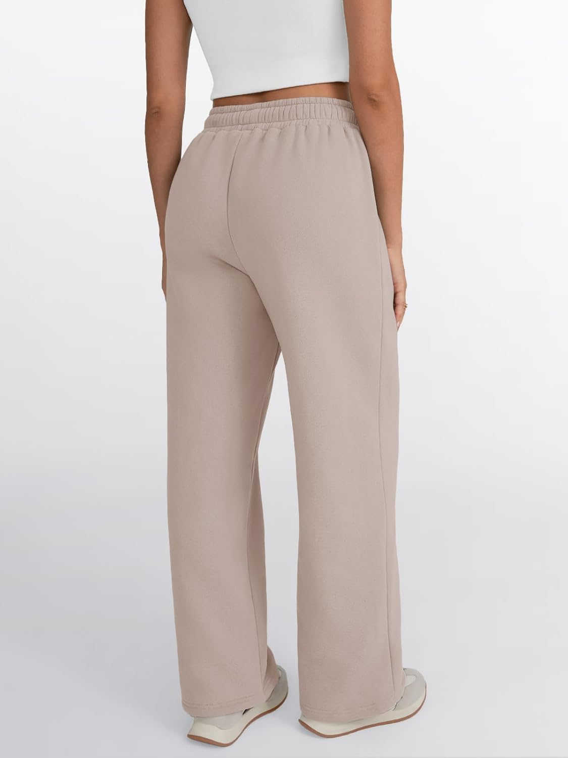Trendy Queen - Pantalones deportivos de pierna ancha para mujer, pantalones holgados de cintura alta, con cordón, atléticos, acampanados, con bolsillos