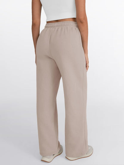 Trendy Queen - Pantalones deportivos de pierna ancha para mujer, pantalones holgados de cintura alta, con cordón, atléticos, acampanados, con bolsillos