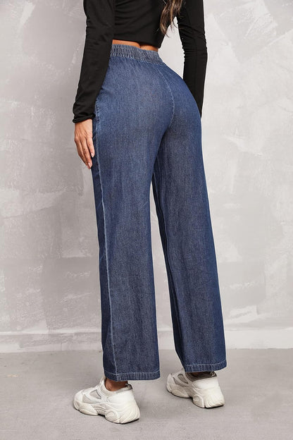 Love Welove - Jeans de Pierna Ancha para Mujer, elásticos, Cintura Alta, con cordón, Holgados, Talla Grande, 3XL