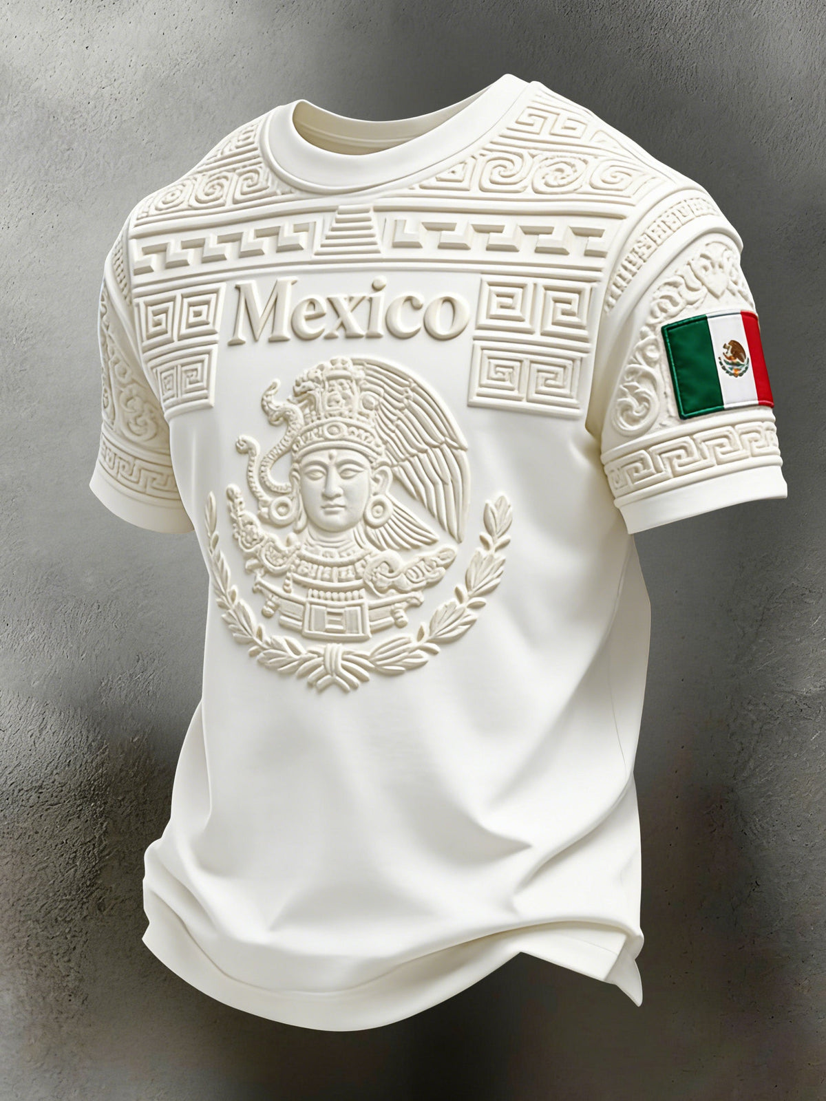 Camiseta para hombre con estampado mexicano azteca y motivos de fútbol para aficionados