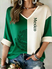 Camiseta casual con estampado mexicano para mujer