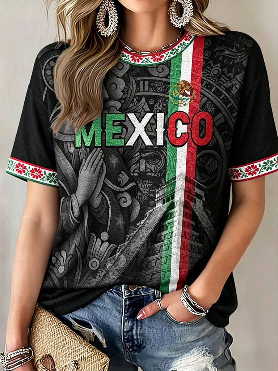 Camiseta estampada para mujeres, amantes del fútbol mexicano