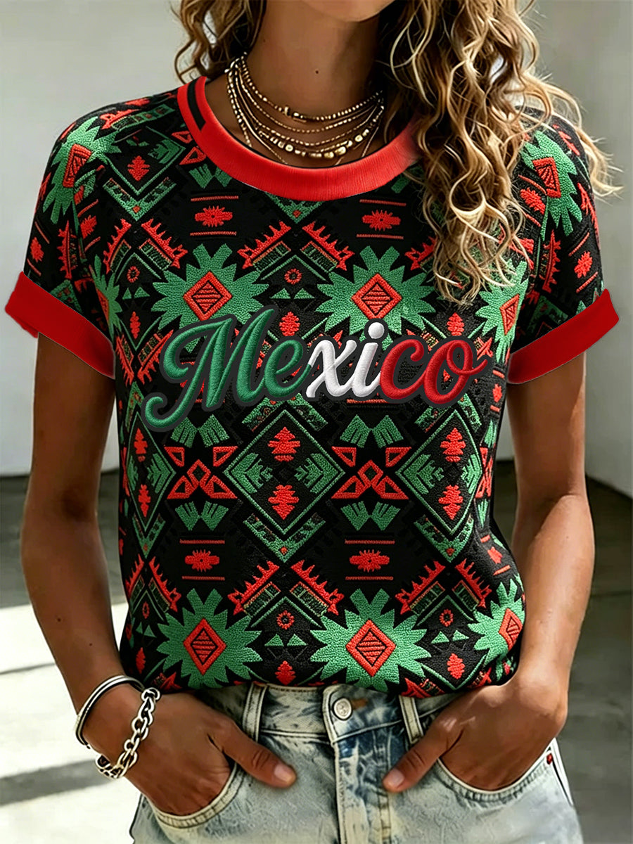 Camiseta estampada México Football Lover Art para mujer