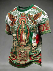 Camiseta casual de la impresión del arte mexicano de la moda de los hombres
