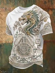 Camiseta con estampado de arte totem mexicano azteca