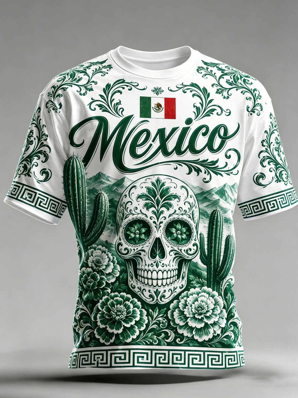 Camiseta con estampado artístico de partido de fútbol mexicano para hombre