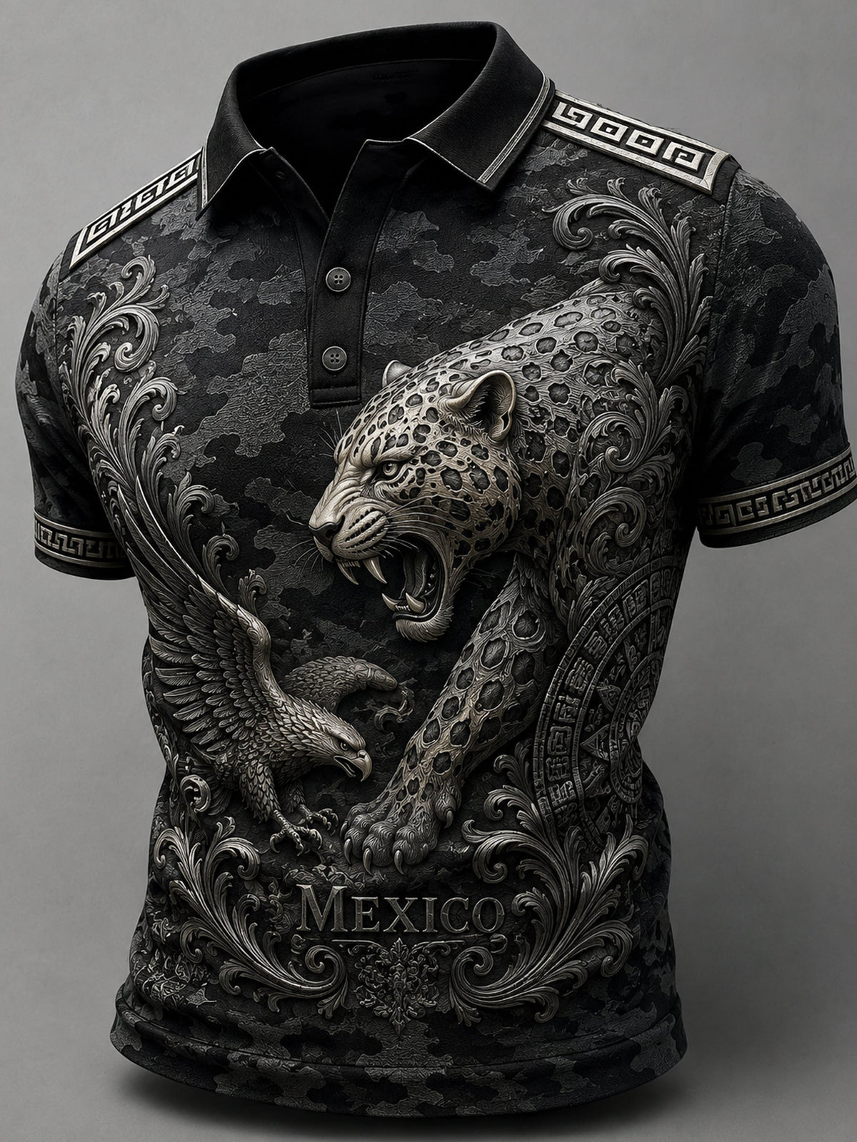 Estampado artístico de polo para animar en partidos de fútbol de México para hombres