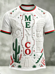 Camiseta de la impresión del arte de Cheering del partido de fútbol de México de los hombres