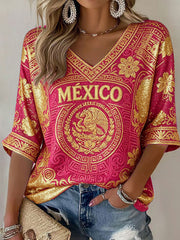Camisetas estampadas para amantes del fútbol mexicano para mujer