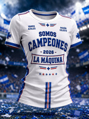 Camiseta casual estampada Campeones 2026 para mujer
