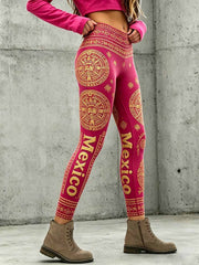 Leggings estampados de fútbol mexicano para mujer