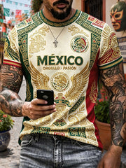 Camiseta estampada con diseño artístico para amantes del fútbol mexicano, para hombre