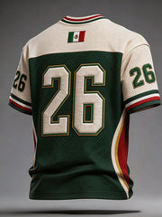 Camiseta estampada con diseño artístico para amantes del fútbol mexicano, para hombre