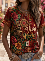 Camiseta con estampado artístico de animación a un partido de fútbol femenino mexicano