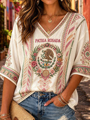 Camisetas casuales con estampado artístico para amantes del fútbol mexicano, diseño para mujer