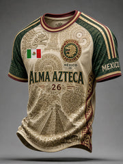 Camiseta estampada con diseño artístico para amantes del fútbol mexicano, para hombre