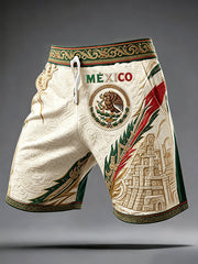 Pantalones cortos estampados con diseño artístico para amantes del fútbol mexicano, para hombre