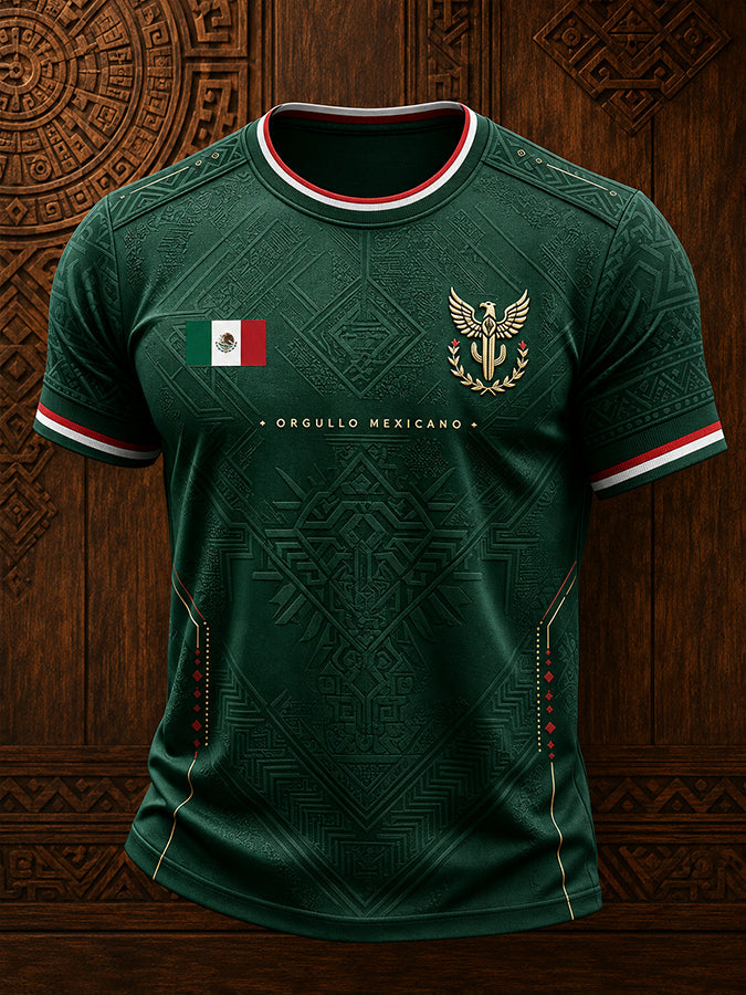 Camiseta estampada con diseño artístico para amantes del fútbol mexicano, para hombre