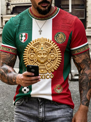 Camiseta informal estampada de aficionado al fútbol mexicano para hombre