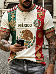 Camiseta informal estampada de aficionado al fútbol mexicano para hombre