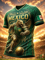 Camiseta con estampado artístico de animación para partidos de fútbol mexicano masculino